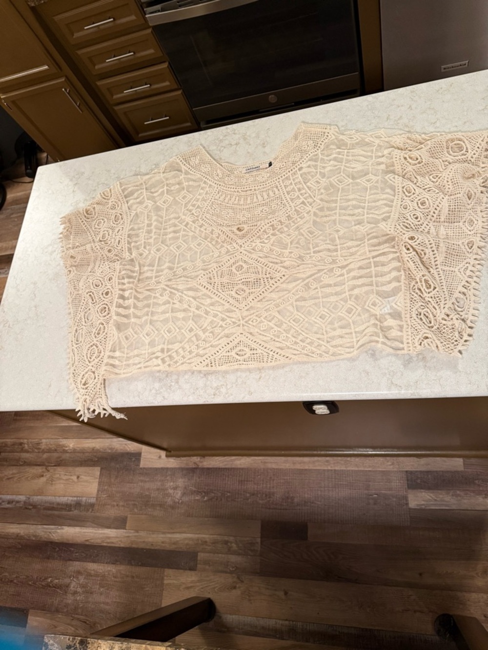 Crochet Lace Tunic Top - Cream One Size Fits Most Womens